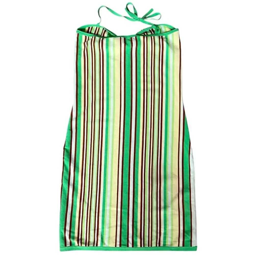 Sunday Best Aritzia Jett Stripe Halter Mini Dress S Retro Bodycon Rave Festival - Picture 4 of 10